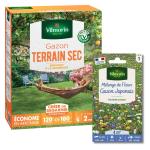 Terrain Sec - Gazon Terrain Sec - 3 kg + Gazon Japonais - 4 m² - Mélange de fleurs - face recto